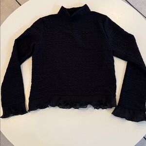 Blue Tassel Black Mock-neck Shirt Size XS